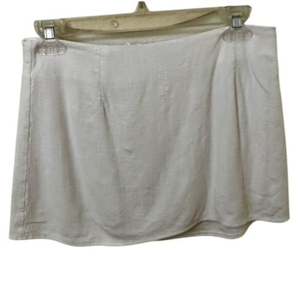 Princess Polly Womens 8 Mini Skirt White Lined Linen Cotton Zip - Picture 2 of 5